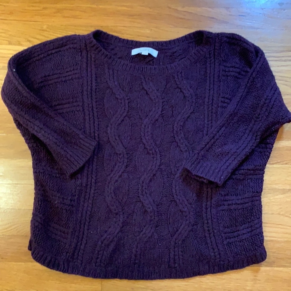 Loft 3/4 length sleeve purple sweater size small